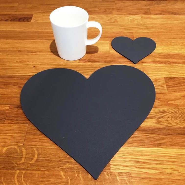 Heart Shaped Placemat and Coaster Set - Graphite Grey
