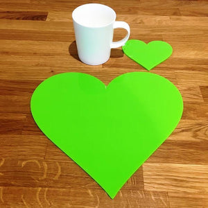 Heart Shaped Placemat and Coaster Set - Lime Green