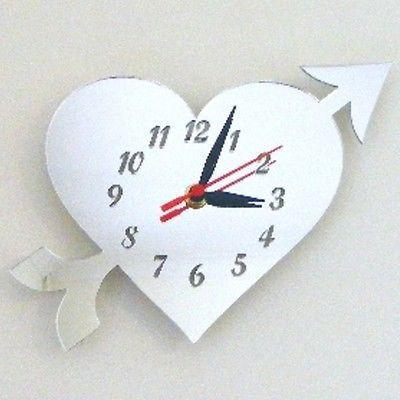 Heart & Arrow Shaped Clocks - Many Colour Choices