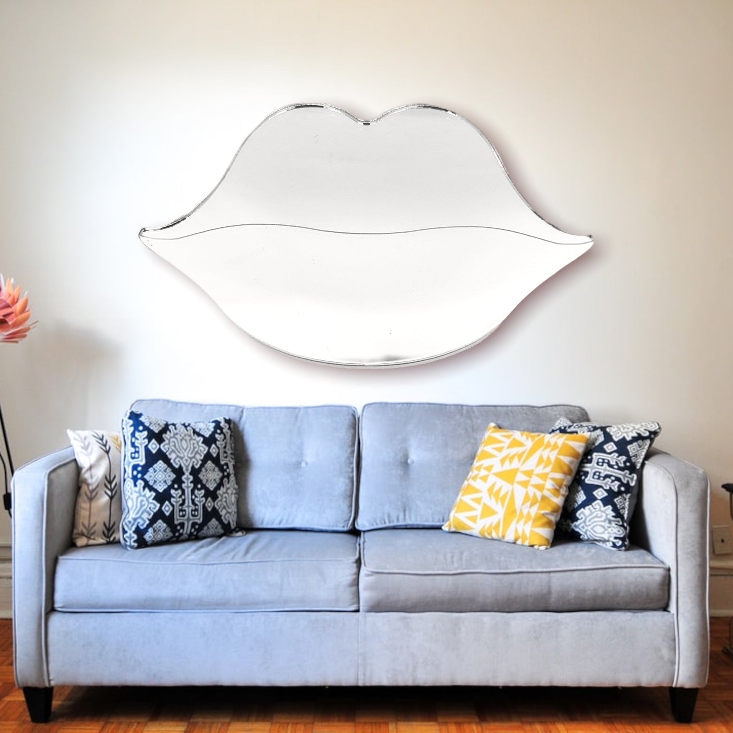 Lips Shaped Mirrors with a White Backing & Hooks