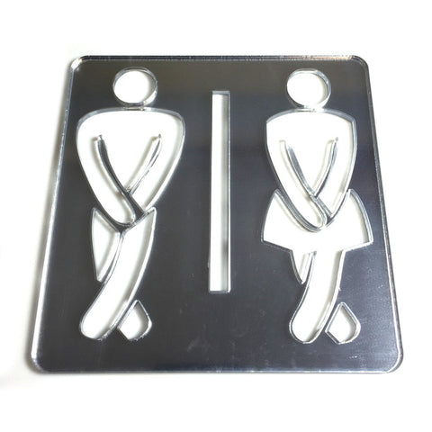 Male and Female Crossed Legs Toilet Door Sign