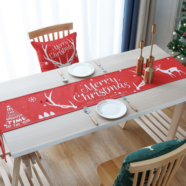 Merry Christmas Table Runner - Red & White