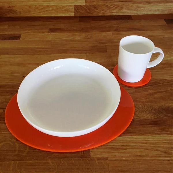 Oval Placemat and Coaster Set - Orange