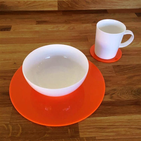 Round Placemat and Coaster Set - Orange