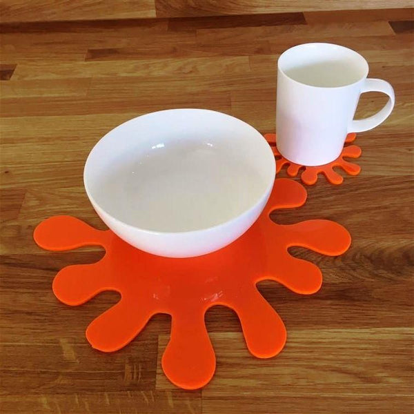 Splash Shaped Placemat and Coaster Set - Orange