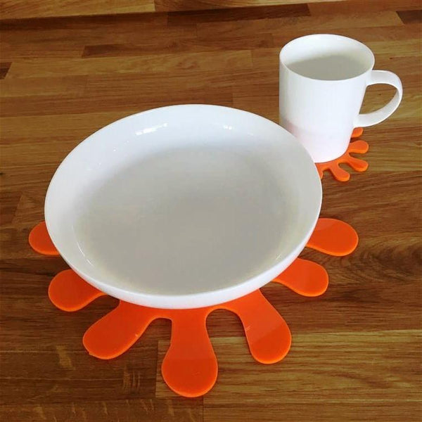 Splash Shaped Placemat and Coaster Set - Orange