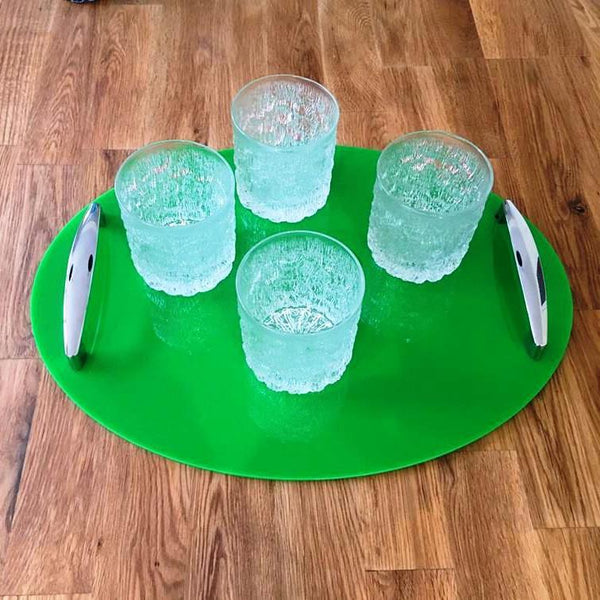 Oval Serving Tray with Handle - Bright Green