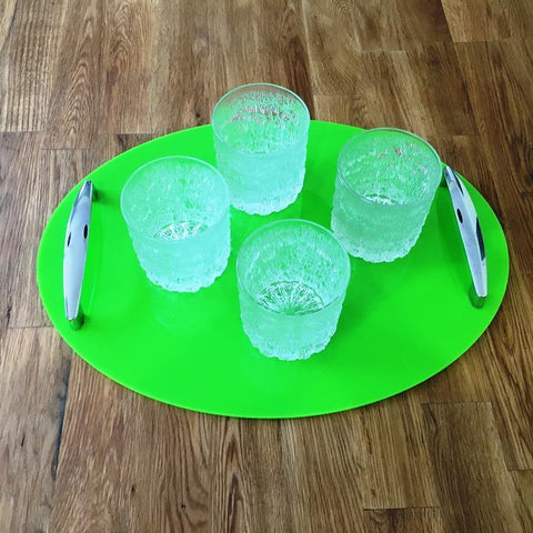 Oval Serving Tray with Handle - Lime Green