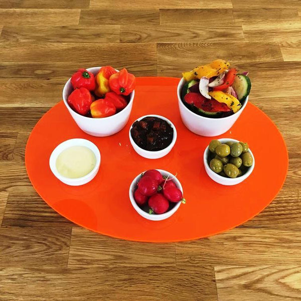 Oval Serving Mat/Table Protector - Orange Gloss Acrylic