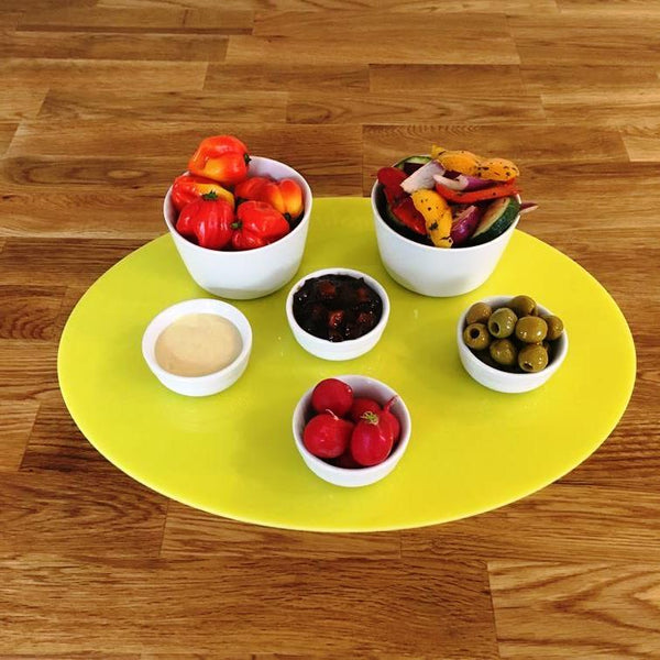 Oval Serving Mat/Table Protector - Yellow Gloss Acrylic