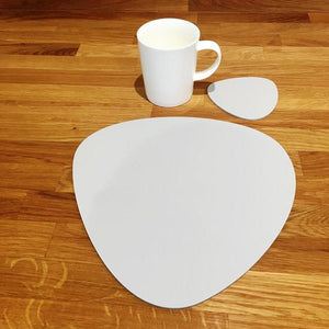 Pebble Shaped Placemat and Coaster Set - Light Grey