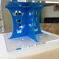 Cake Pillars Square Butterfly - Bright Blue