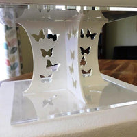 Cake Pillars Square Butterfly - White
