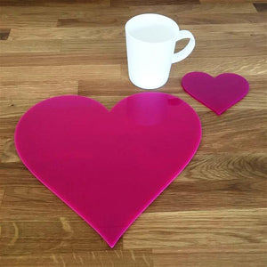 Heart Shaped Placemat and Coaster Set - Pink