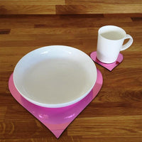 Heart Shaped Placemat and Coaster Set - Pink Mirror