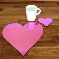 Heart Shaped Placemat and Coaster Set - Pink Mirror