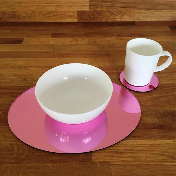 Oval Placemat and Coaster Set - Pink Mirror