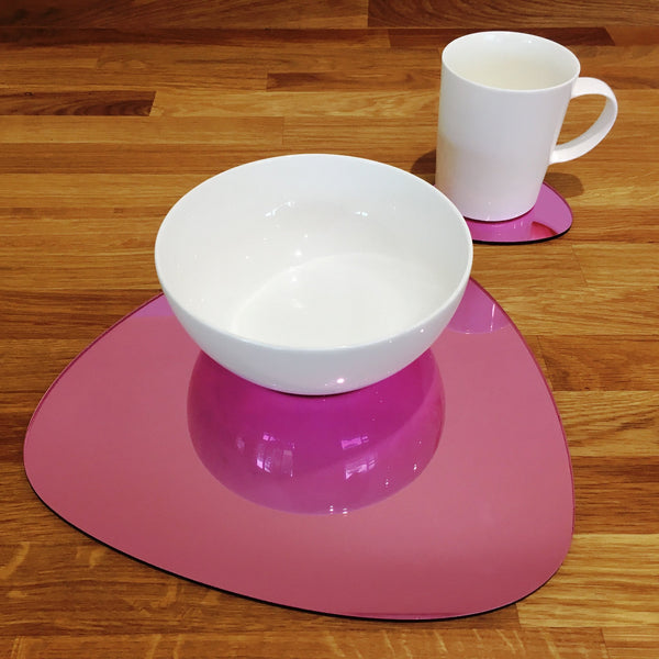 Pebble Shaped Placemat and Coaster Set - Pink Mirror