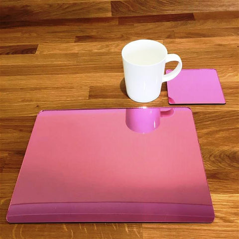 Rectangular Placemat and Coaster Set - Pink Mirror