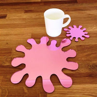 Splash Shaped Placemat and Coaster Set - Pink Mirror
