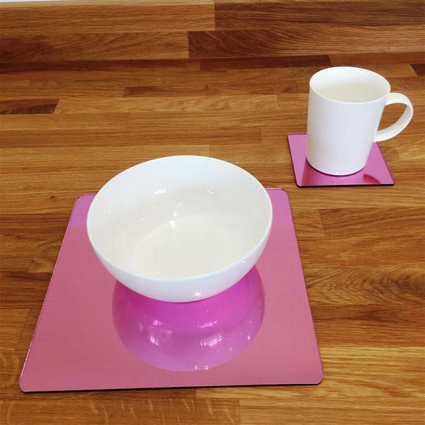 Square Placemat and Coaster Set - Pink Mirror