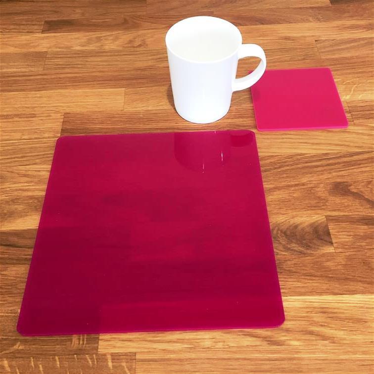 Square Placemat and Coaster Set - Pink