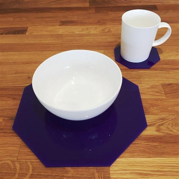 Octagonal Placemat and Coaster Set - Purple