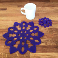 Snowflake Shaped Placemat and Coaster Set - Purple