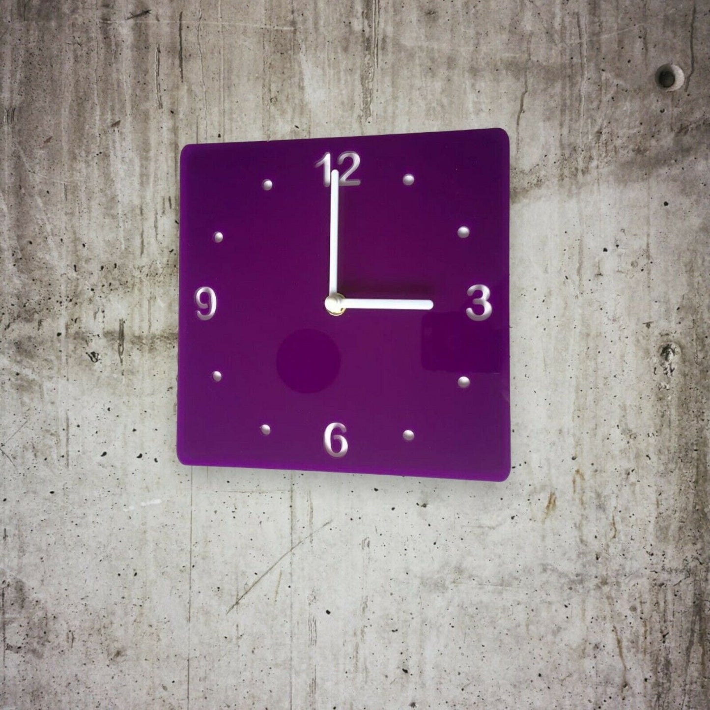 Square Shaped Numbered Two Colour Clocks - Many Colour Choices