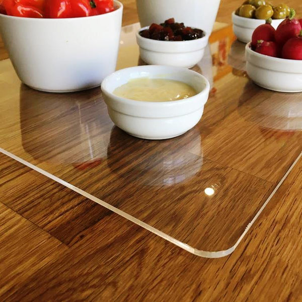 Oval Serving Mat/Table Protector - Orange Gloss Acrylic