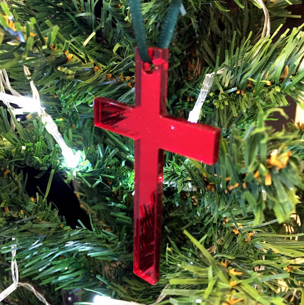 Cross Christmas Tree Decorations Mirrored