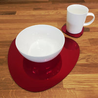 Pebble Shaped Placemat and Coaster Set - Red Mirror