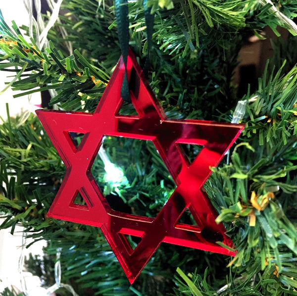 Star of David Christmas Tree Decorations Mirrored