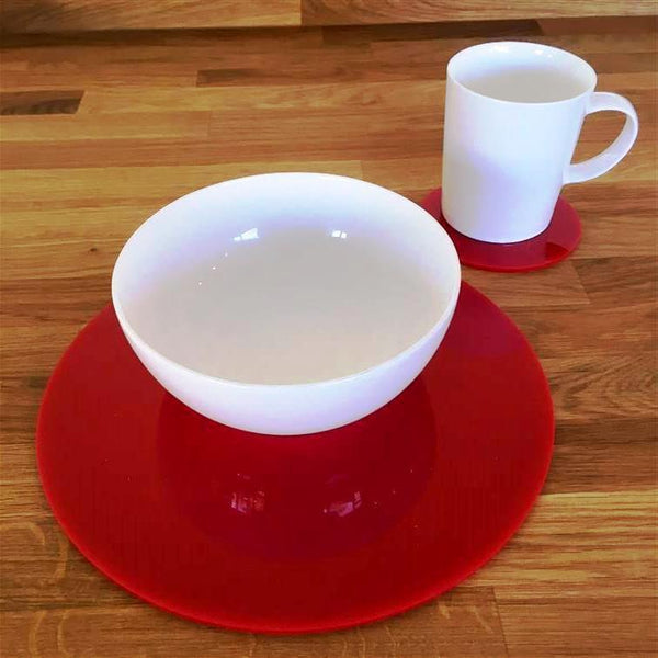 Round Placemat and Coaster Set - Red
