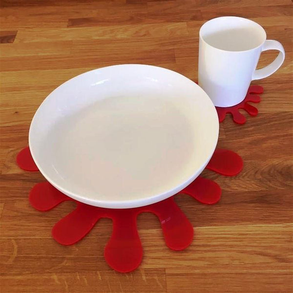 Splash Shaped Placemat and Coaster Set - Red