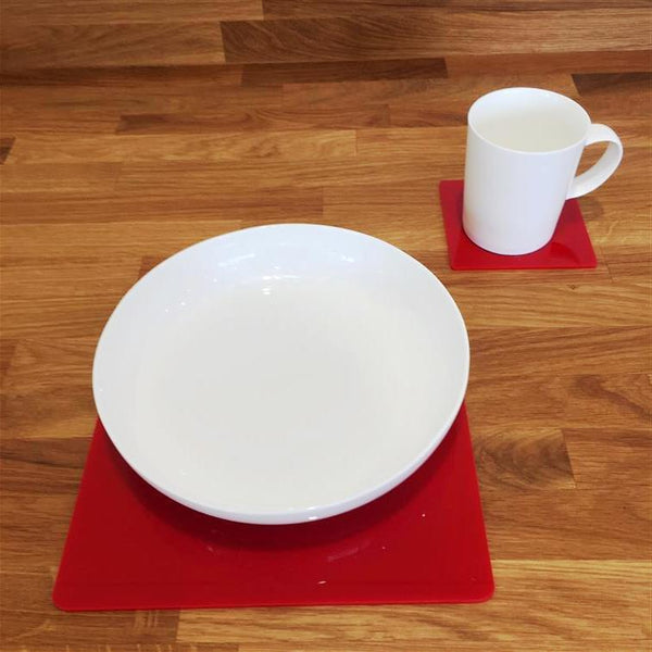Square Placemat and Coaster Set - Red