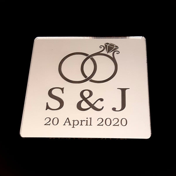 Wedding Rings and Initials Coasters Mirror