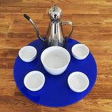 Round Serving Mat/Table Protector - Blue Gloss
