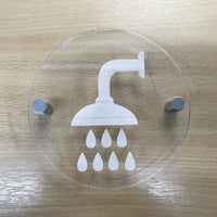 Round Engraved Shower Sign - Clear Gloss Finish