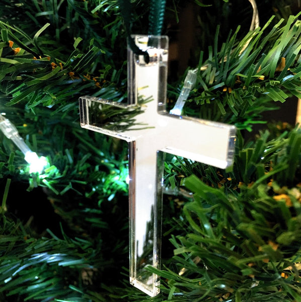 Cross Christmas Tree Decorations Mirrored