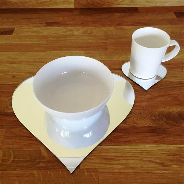 Heart Shaped Placemat and Coaster Set - Mirrored