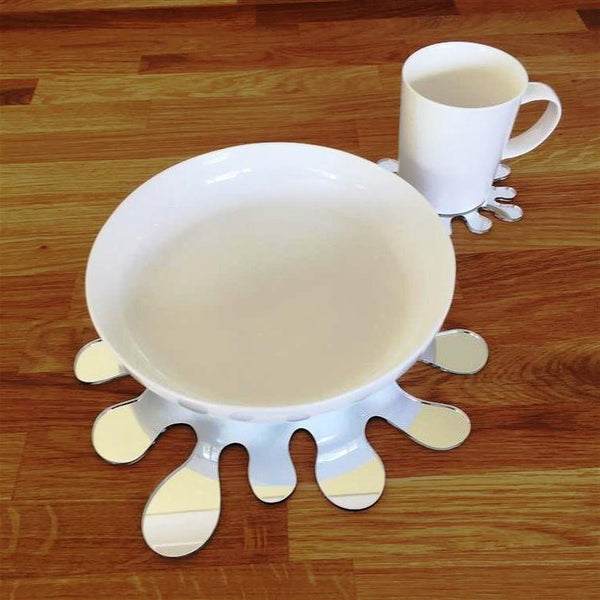 Splash Shaped Placemat and Coaster Set - Mirrored