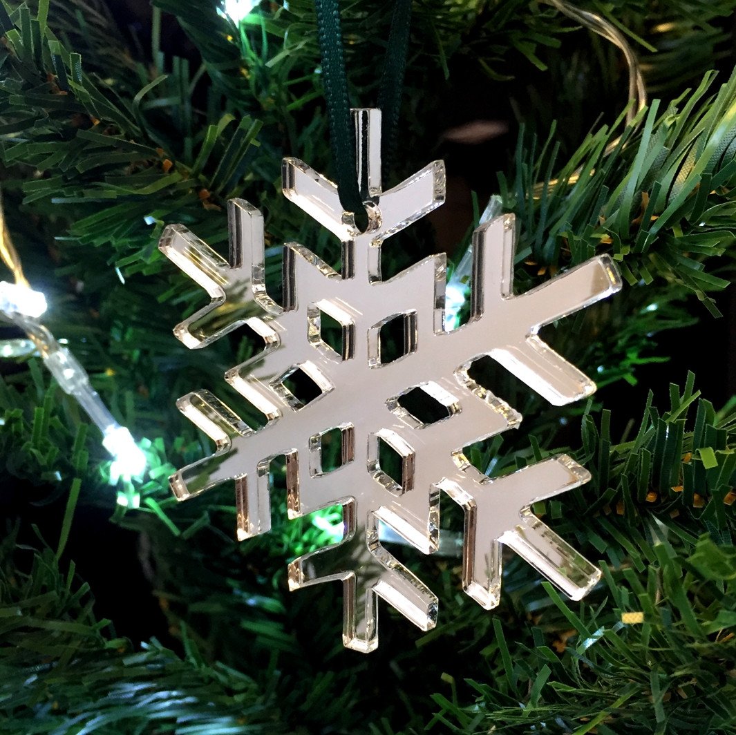 Crystal Snowflake Christmas Tree Decorations Packs of Ten, Many Colour Choices