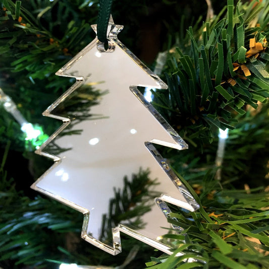 Décorations de sapin de Noël en forme de sapin de Noël avec miroir