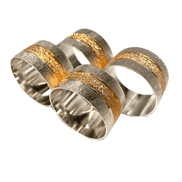 Silver and Gold Textured Napkin Rings