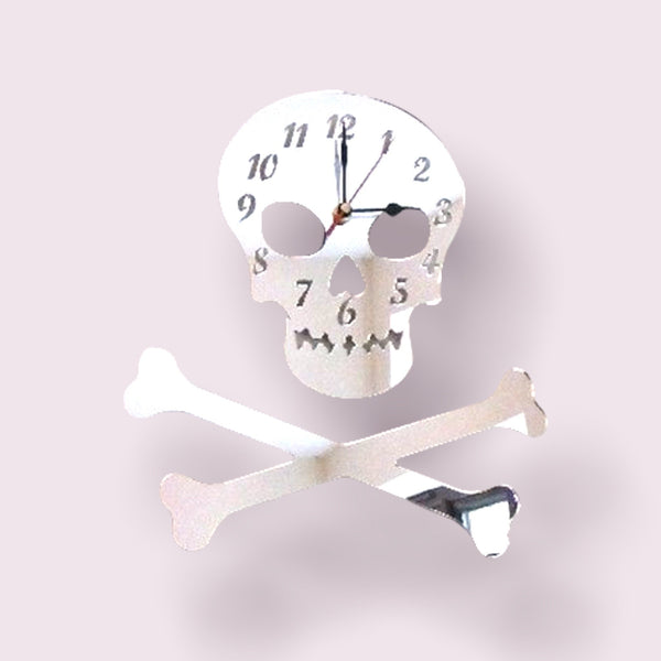 Skull & Crossbones Shaped Clocks - Many Colour Choices
