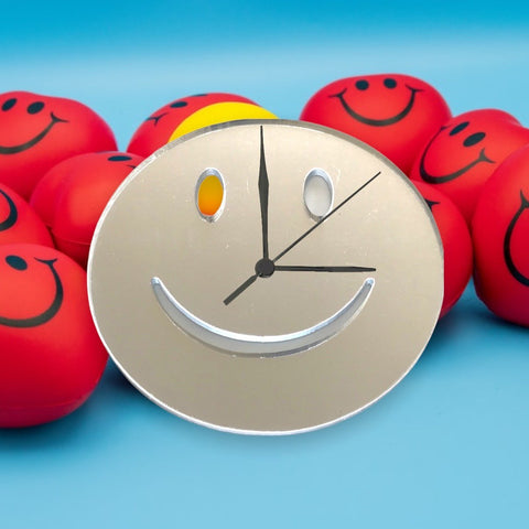 Smiley Face Shaped Clocks - Many Colour Choices