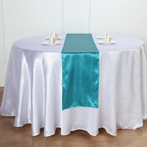 Teal Satin Smooth Table Runners