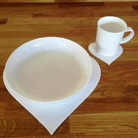 Heart Shaped Placemat and Coaster Set - White