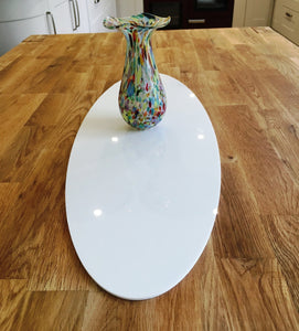 White Oval Acrylic Table Runners, Bespoke Sizes Made